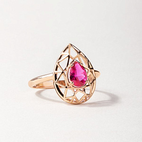Кольцо ЮФ Династия - Золото 375, Синтетический рубин (арт. 011671-5450)