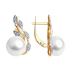 Серьги Diamant - Серебро 925, Жемчуг культивированный, Фианит (арт. 93-320-01943-1)