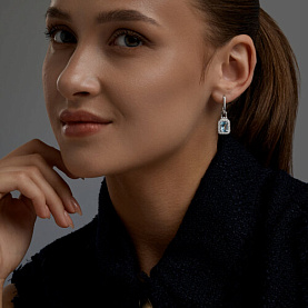 Серьги SOKOLOV - Серебро 925, Топаз, Фианит (арт. 92025365)