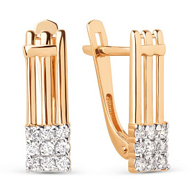 Серьги ЮФ Династия - Золото 585, Фианит (арт. 026682-1102)