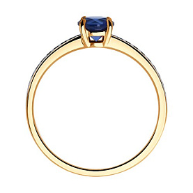 Кольцо SOKOLOV - Серебро 925, Синтетический сапфир , Фианит (арт. 88010074)