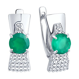 Серьги Diamant - Серебро 925, Агат, Фианит (арт. 94-320-00787-1)