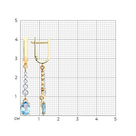 Серьги SOKOLOV - Золото 585, Топаз, Фианит (арт. 727373)