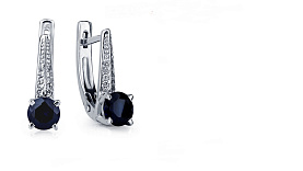 Серьги Platinum Lab. - Платина 950, Сапфир (арт. ПС-032С-01)