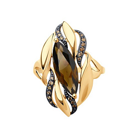 Кольцо SOKOLOV - Золото 375, Раухтопаз, Фианит (арт. 37714800)