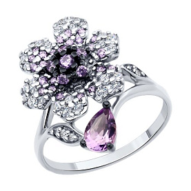 Кольцо SOKOLOV - Серебро 925, Аметист, Фианит (арт. 92014488)