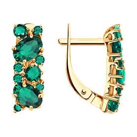 Серьги SOKOLOV - Золото 375, Синтетический изумруд (арт. 37727261)