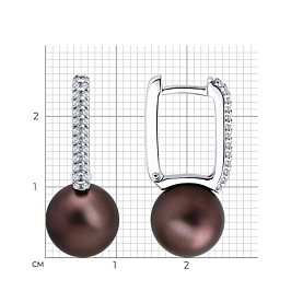 Серьги Diamant - Серебро 925, Жемчуг синтетический, Фианит (арт. 94-120-00090-1)