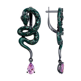 Серьги SOKOLOV - Серебро 925, Аметист, Фианит, Эмаль (арт. 92022584)