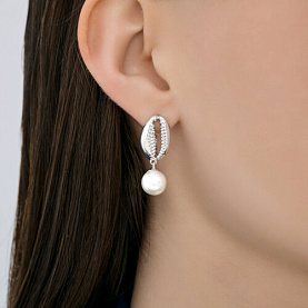 Серьги SOKOLOV - Серебро 925, Жемчуг имитация (арт. 94027322)