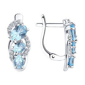 Серьги SOKOLOV - Серебро 925, Топаз, Фианит (арт. 92021139)