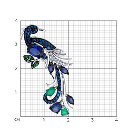 Брошь SOKOLOV - Серебро 925, Агат, Синтетический сапфир , Фианит (арт. 88040001)