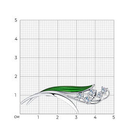 Брошь SOKOLOV - Серебро 925, Фианит, Эмаль (арт. 94040200)