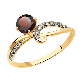 Кольцо Diamant - Золото 585, Гранат, Фианит (арт. 51-310-01503-2)