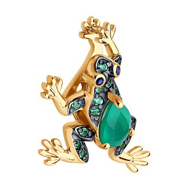 Подвеска SOKOLOV - Золото 375, Агат, Синтетический сапфир , Фианит (арт. 37732377)