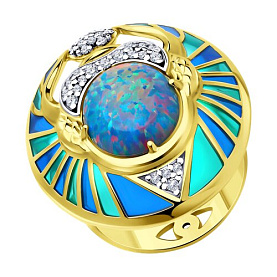 Кольцо Diamant - Серебро 925, Синтетический опал , Фианит, Эмаль (арт. 93-310-01804-1)