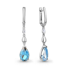 Серьги Аквамарин - Серебро 925, Синтетический топаз, Фианит (арт. 45015392.5)