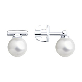 Серьги Diamant - Серебро 925, Жемчуг имитация (арт. 94-122-02369-1)