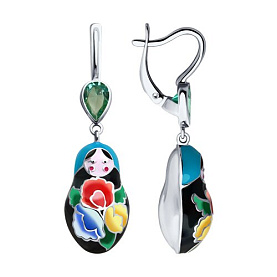 Серьги SOKOLOV - Серебро 925, Фианит, Эмаль (арт. 94021353)