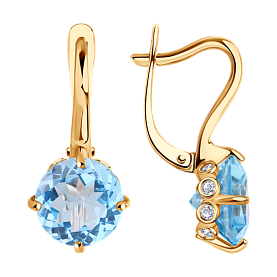 Серьги SOKOLOV - Золото 375, Топаз, Фианит (арт. 37725303)