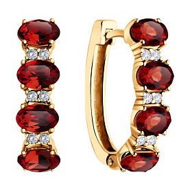 Серьги SOKOLOV - Серебро 925, Гранат, Фианит (арт. 92023070)