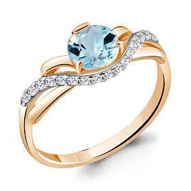 Кольцо Аквамарин - Золото 375, Топаз, Фианит (арт. 6938102А.8)