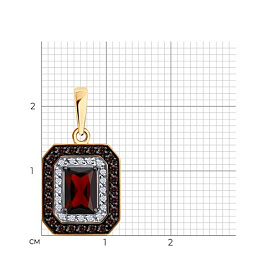 Подвеска SOKOLOV - Золото 585, Гранат, Фианит (арт. 733013)