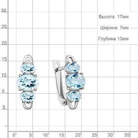 Серьги Аквамарин - Серебро 925, Топаз (арт. 45016302.5)
