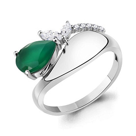 Кольцо Аквамарин - Серебро 925, Агат, Фианит (арт. 65000809А.5)