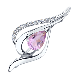 Брошь Diamant - Серебро 925, Аметист, Фианит (арт. 94-340-01045-3)