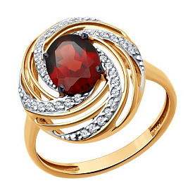 Кольцо Diamant - Золото 585, Гранат, Фианит (арт. 51-310-02317-1)