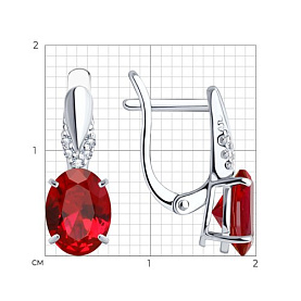 Серьги SOKOLOV - Серебро 925, Синтетический рубин, Фианит (арт. 84020020)