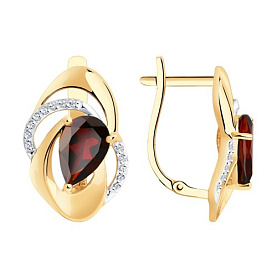 Серьги Diamant - Золото 585, Гранат, Фианит (арт. 51-320-00938-1)