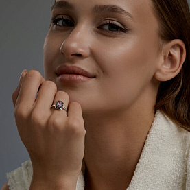 Кольцо SOKOLOV - Серебро 925, Аметист, Фианит (арт. 92014868)