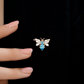 Брошь Diamant - Золото 585, Топаз, Фианит (арт. 51-340-00466-2)