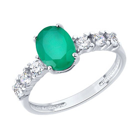 Кольцо SOKOLOV - Серебро 925, Агат, Фианит (арт. 92014607)