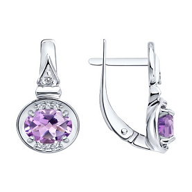 Серьги SOKOLOV - Серебро 925, Аметист, Фианит (арт. 92025331)
