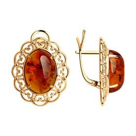 Серьги Diamant - Серебро 925, Янтарь (арт. 93-320-00849-1)