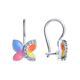 Серьги Diamant - Серебро 925, Фианит, Эмаль (арт. 94-120-01436-1)