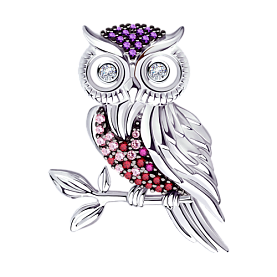 Брошь SOKOLOV - Серебро 925, Синтетический рубин, Фианит (арт. 94040177)