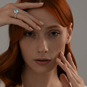 Кольцо SOKOLOV - Серебро 925, Топаз, Фианит (арт. 92011793)