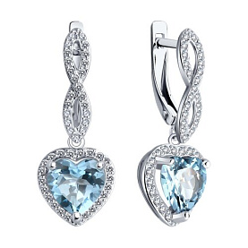 Серьги SOKOLOV - Золото 585, Топаз, Фианит (арт. 728777-3)