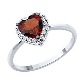 Кольцо SOKOLOV - Серебро 925, Гранат, Фианит (арт. 92014437)