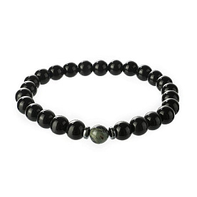 Браслет Фиделис - Сталь, Агат, Яшма (арт. AS-S05-08-AgYsh-gr)