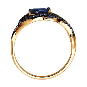 Кольцо SOKOLOV - Серебро 925, Синтетический сапфир , Фианит (арт. 88010076)