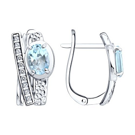 Серьги SOKOLOV - Серебро 925, Топаз, Фианит (арт. 92023334)