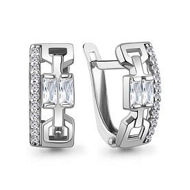 Серьги Аквамарин - Серебро 925, Фианит (арт. 400180А.5)