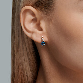 Серьги SOKOLOV - Золото 585, Топаз лондон, Фианит (арт. 728098)