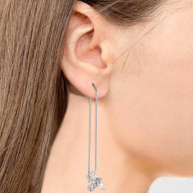 Серьги Аквамарин - Серебро 925, Фианит (арт. 49385.5)