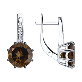 Серьги Diamant - Серебро 925, Раухтопаз, Фианит (арт. 94-320-02040-3)